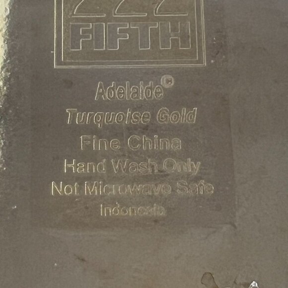 222 Fifth Adelaide Turquoise Gold Serving Charger Platter Scalloped Edge 10.75" - Picture 7 of 7